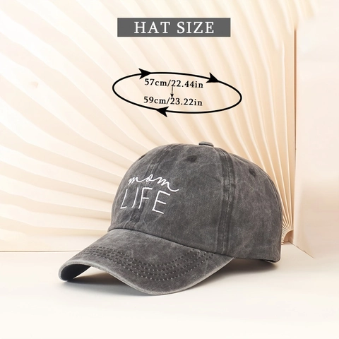 Gorra De Béisbol De Algodón Lavado Bordado Mom Life Retro Ajustable Sombrero De Protección Solar Para Mujeres Hombres
