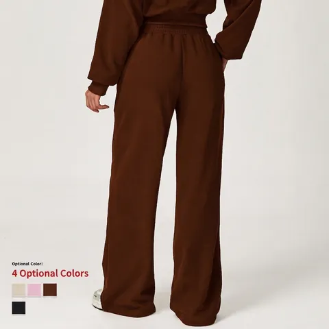 Dames Sweatpants Hoge Taille Wijde Pijpen Losse Rechte Sport Hardloopbroek Comfortabele Katoenmix