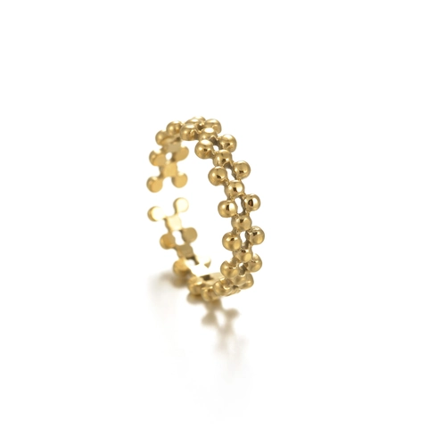 Adjustable Gold Ring Stainless Steel Bead Bubble Design Minimalist 14K Gold Plated Jewelry For Women Niche Style Fashion