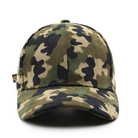 Casquette De Baseball En Velours Côtelé Camouflage Visière Courbée Réglable Protection Solaire Chapeau De Sport De Plein Air