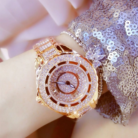 Women's Quartz Watch Full Rhinestone Crystal Inlaid Alloy Case Strap Luxury Fashion Waterproof Wristwatch Elegant