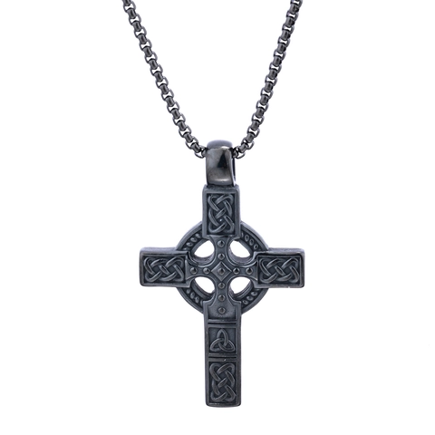 Collana Con Pendente Croce Celtica Acciaio Inossidabile Motivo Nodo Vichingo Gioielli Gotici Religiosi Retro Per Uomini Donne
