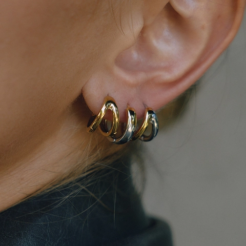 Pendientes de Aro de Acero Inoxidable Bañado en Oro Plata Estrás Perla Artificial Collar Anillo Joyería