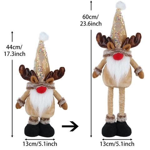 Christmas Gnome Plush Doll Retractable Long Legs Telescopic Faceless Santa Elf Reindeer Ornament Home Holiday Decor