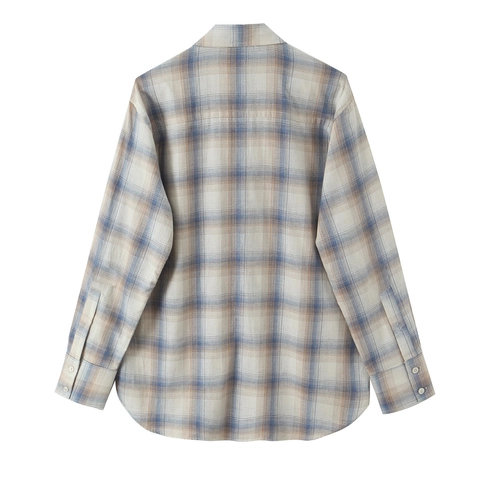 Dames Geruit Overhemd Met Lange Mouwen Casual Blouse Met Knopen Borstzak Gebogen Zoom Vintage Geruite Top Mode