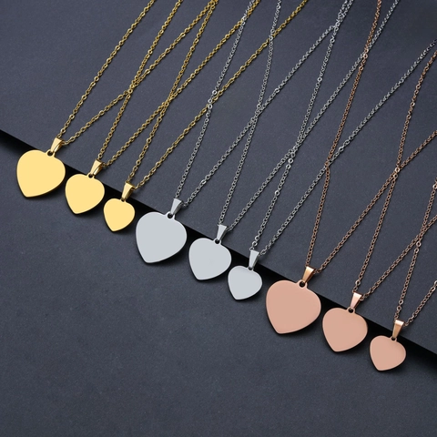 Minimalist Stainless Steel Heart Pendant Necklace For Women Men Electroplated Metallic Texture Daily Jewelry Accessory Gift