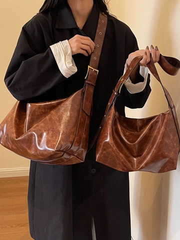 Vintage Hobo Tasche Aus PU Leder Für Damen Große Kapazität Schultertasche Für Pendler Minimalistischer Lässiger Stil