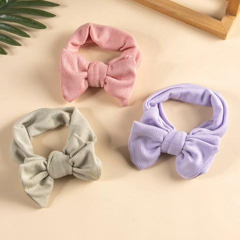 Nylon Knit Headband High Elasticity Large Bow Soft Comfortable Hair Accessory For Baby Toddler Infants Handmade Jacquard