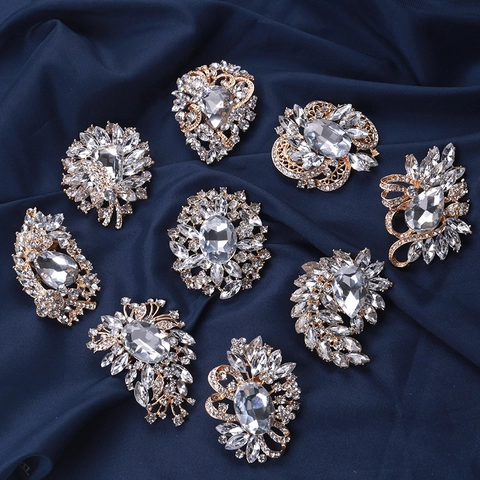 Broche Alliage Strass Fleur Coeur Larme Élégant Cristal Épinglette Femme Accessoire De Vêtement Décoration Mariage Fête