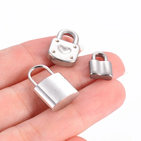 Ciondoli Lucchetto In Acciaio Inossidabile Cuore Quadrato Mini Serratura Per Creazione Gioielli Fai Da Te Collana Hip Hop