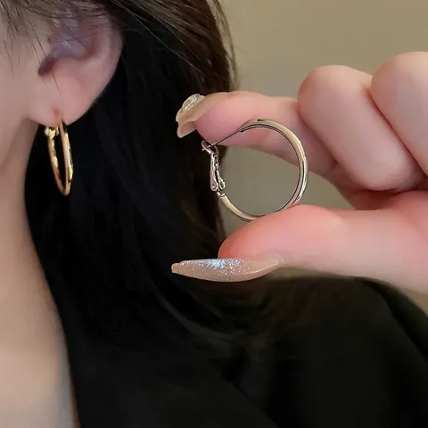 Hoop Oorbellen Met 925 Sterling Zilveren Oorsteker Minimalistisch Geometrisch Ontwerp Trendy Mode Sieraden Voor Dames