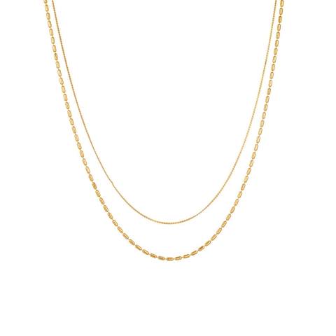Collana A Doppio Strato Placcata Oro 18K Acciaio Inossidabile Spiga Di Grano Chic Elegante Gioielli Ipoallergenici Per Donna