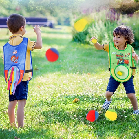 Gilet De Balle Collante Enfants Jeu D'esquive Jouets Polyester Coton Entraînement Sensoriel Interactif Activités Plein Air