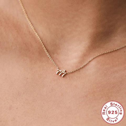 Collana Con Numeri Angelici In Argento Sterling 925 Placcato Oro Zirconia Gioielli Portafortuna Per Donna