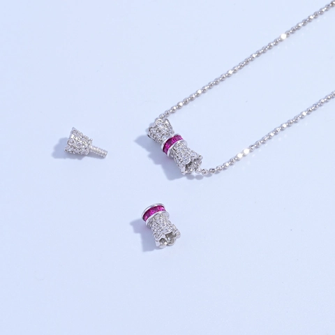 Collar Con Colgante De Cintura Cilíndrica Plata De Ley 925 Con Circón Brillante Joyería Ajustable DIY Para Mujeres