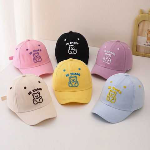 Kinder Süße Cartoon Bär Buchstabe Stickerei Baumwolle Baseballkappe Kinder Sonnenhut