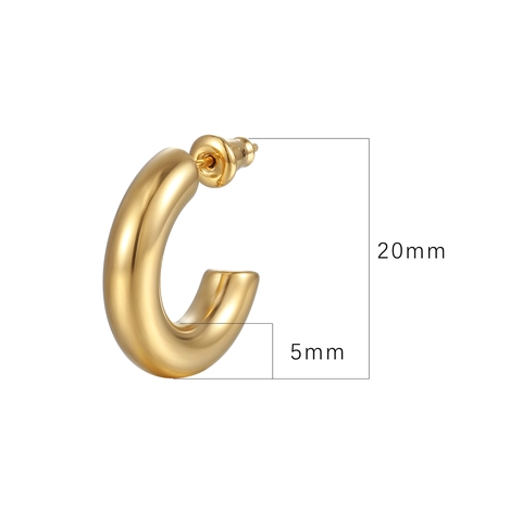 Orecchini A Cerchio Chunky Acciaio Inossidabile Forma C Geometrici Spessi Minimalisti Di Tendenza Per Donne