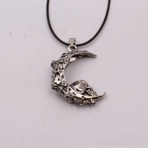 Collana Con Ciondolo A Mezza Luna E Teschio Gotico Retro Punk Hip Hop Lega Acciaio Inossidabile Unisex