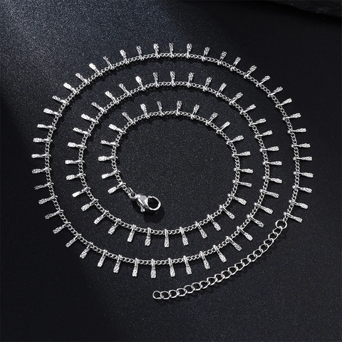 Minimalist Stainless Steel Necklace Geometric Small Feet Bell Box Chain Knot Link Clavicle Jewelry For Women Men