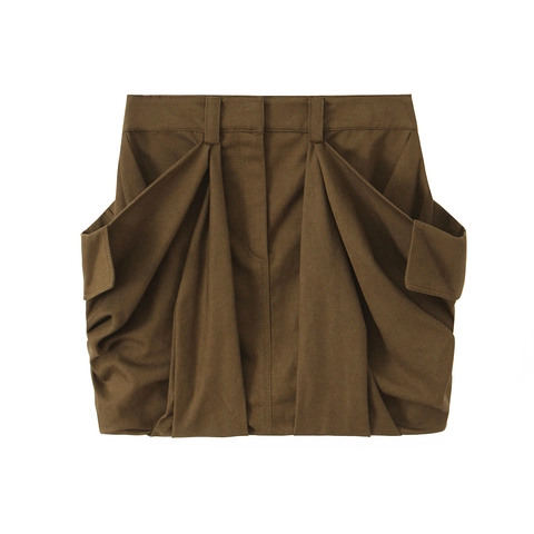 Falda Corta Cargo Para Mujer Cintura Alta Color Sólido Sarga De Poliéster Streetwear Casual Con Bolsillos Grandes