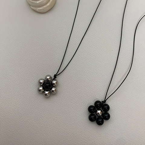 Collar Con Colgante De Flor Cuentas Cristal Artificial Minimalista Hecho A Mano Cordón Joyería Para Mujeres Estilo Elegante