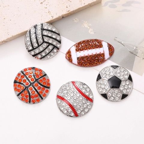 Sports Ball DIY Charms Alloy Rhinestone Basketball Football Baseball Volleyball Rugby Pendants For Jewelry Making Phone Case Decor
