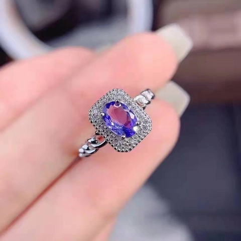 Lavendel Lila Ovaler Edelstein Ring Kupfer Straß Halo Verstellbar Offen Gedrehtes Band Elegante Schmuck Frauen