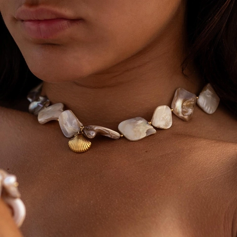 Bohemian Irregular Natural Shell Necklace 316L Stainless Steel 18K Gold Plated Scallop Pendant Clavicle Chain Jewelry For Women