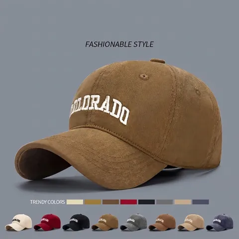 Cappello Da Baseball Con Ricamo Lettere Colorado Regolabile Misto Cotone Retro Streetwear Protezione Solare