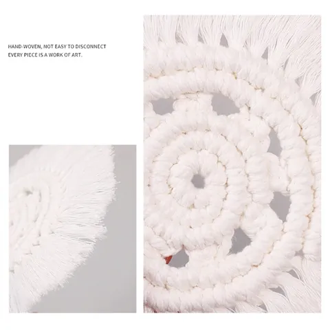 Sottobicchiere In Corda Di Cotone Fatto A Mano Con Nappe Macramé Tappetino Per Tazze Resistente Al Calore Boho Nordic