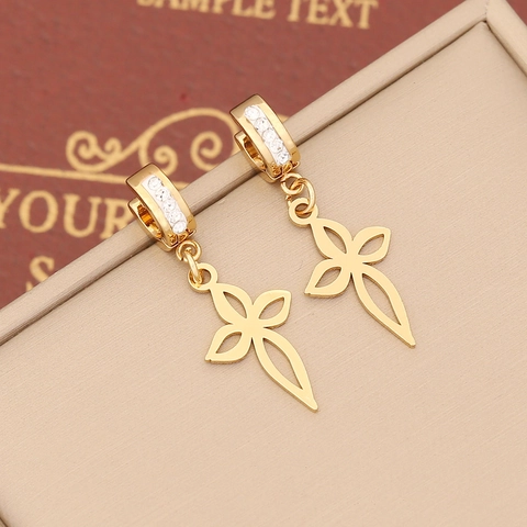 Kruis Drop Hoop Oorbellen Roestvrij Staal Met Zirkoon Strass Religieuze Ankh Dangle Sieraden Voor Vrouwen