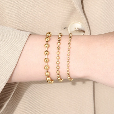 Collar De Cadena De Bolas De Acero Inoxidable Perlas Redondas Joyería Minimalista Para Mujer Con Cadena