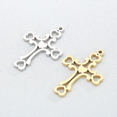 Ciondolo Croce In Acciaio Inossidabile Ciondolo Cuore Cavo Per Creazione Gioielli Fai Da Te Accessori Stile Religioso