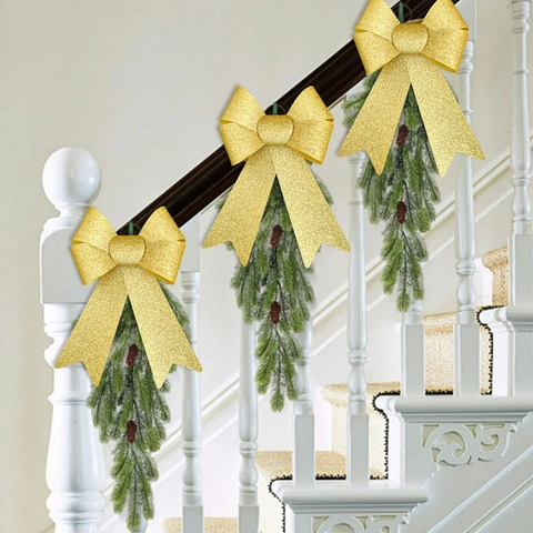 Fiocchi Di Natale Luccicanti In PVC Decorativi Per Punta Albero Ornamenti Per Festa Casa Interno Esterno Decorazione Matrimonio
