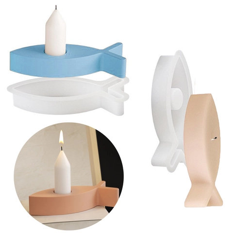 Visvorm Siliconen Mal Voor Doe-Het-Zelf Aromatherapie Kaars Gips Ornament Minimalistisch Handgemaakte Kandelaar Ambacht