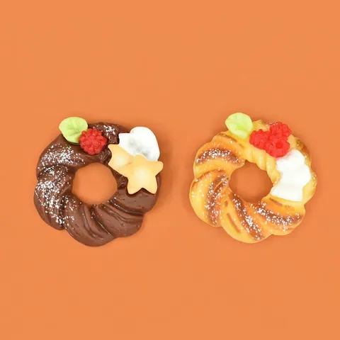 Miniature Donut Bread Charms Food Play Christmas Wreath Resin DIY Craft Accessories For Phone Case Decor Jewelry Making