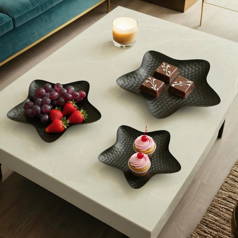Star Shaped Decorative Tray Hammered Metal Iron Snack Dessert Fruit Server Nordic Home Living Room Luxury Ornament
