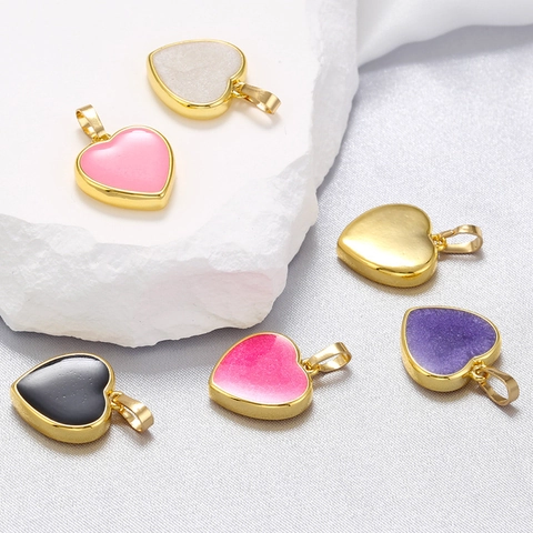 Herzform Bunte Emaille Anhänger 18K Vergoldet Messing DIY Halskette Charms Schmuckherstellung Zubehör