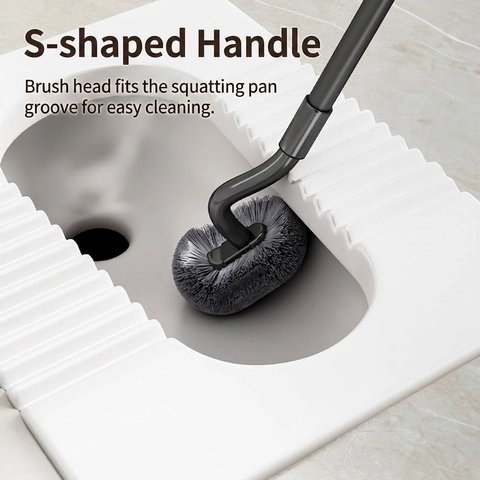 S-Shaped Toilet Brush Extendable Long Handle Stainless Steel For Bathroom Deep Cleaning Squat Toilet Dead Corner