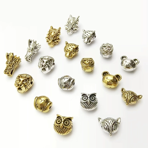 Tierkopf Zwischenperlen Legierung Vintage Antik Gold Silber Für DIY Armband Schmuckherstellung Anhänger Zubehör