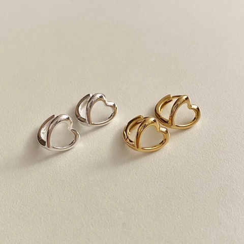 925 Sterling Silber Herz Creolen Hohl Minimalistisch Poliert Schmuck Für Damen Koreanischer Ins Stil Elegant