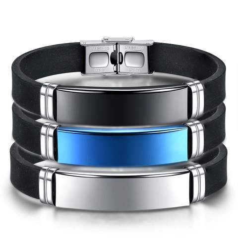 Pulsera De Hombre De Acero Inoxidable Y Silicona Minimalista Retro Deporte Joyería Informal Regalo Accesorio