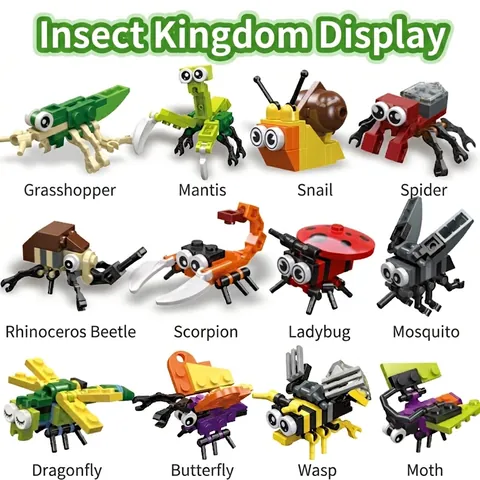 Insect Building Blocks ABS Plastic Small Particles Educational Creative DIY Toy Kids Gift