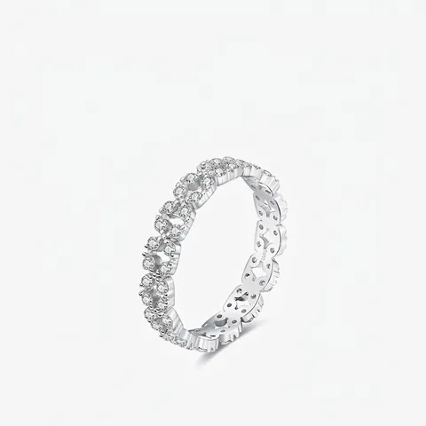 925 Sterling Silver Ring With Cubic Zirconia Geometric Hollow Interlocking Infinity Design Elegant Jewelry For Women