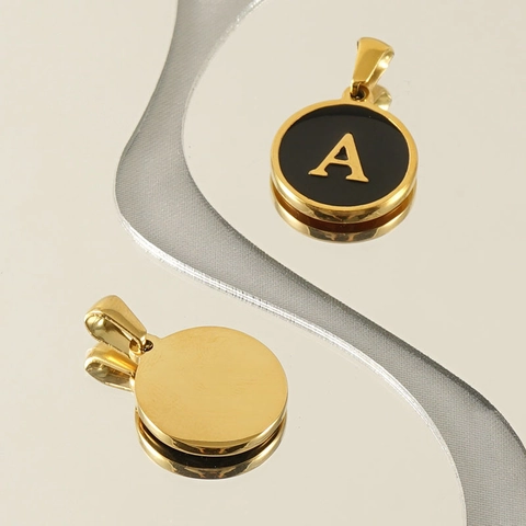 18K Vergulde Roestvrijstalen Initiaal Hanger Ketting Voor Dames Ronde Schijf Letter Ketting Schelp Emaille Sieraden