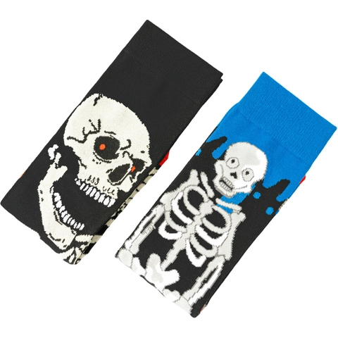 Calze Crew Motivo Scheletro Misto Poliestere Cotone Halloween Streetwear Unisex Novità