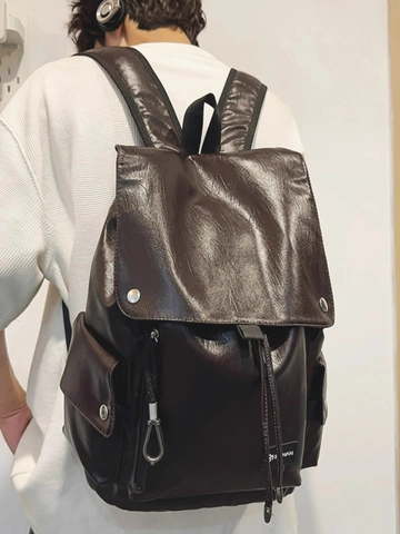 Mochila Cuero PU Impermeable Gran Capacidad Bolsa Ordenador Ocio Viaje Escuela Retro Street Style Para Hombres Mujeres