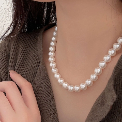 Minimalistische Runde Weiße Kristall Künstliche Perlenhalskette Für Damen Elegante Schlüsselbeinkette 925 Sterling Silber Verschluss