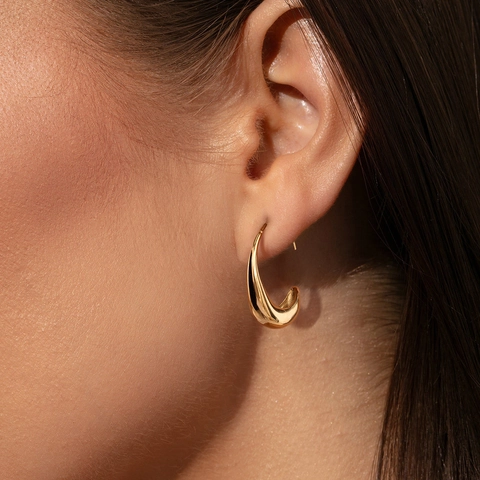 Roestvrijstalen Oorbellen Waterdicht Hypoallergeen Geometrisch C-Vorm Twist Mode Sieraden Voor Dames Elegant Stijlvol