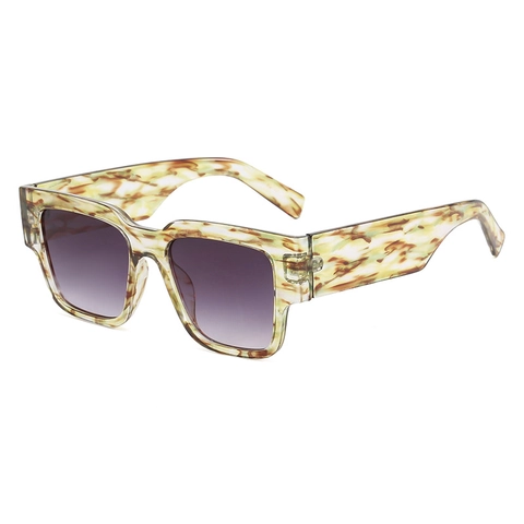 Rectangular Sunglasses For Women Men Wide Temple Retro Square Frame Plastic UV400 Protection Streetwear Ins Style